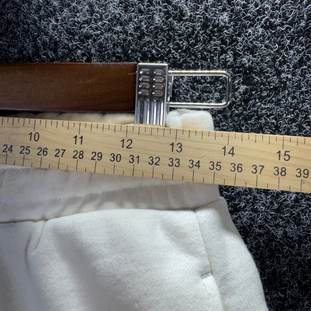 The North Face Womens‎ XS Cream Fleece Sweat Shorts Drawstring Off White Logo